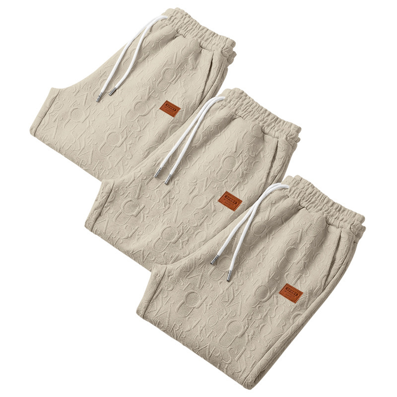 Men's Heavyweight Texture Letter Print Hoodie And Sweatpants Set, High Street Casual Loungewear For Street Style_viptrois.com