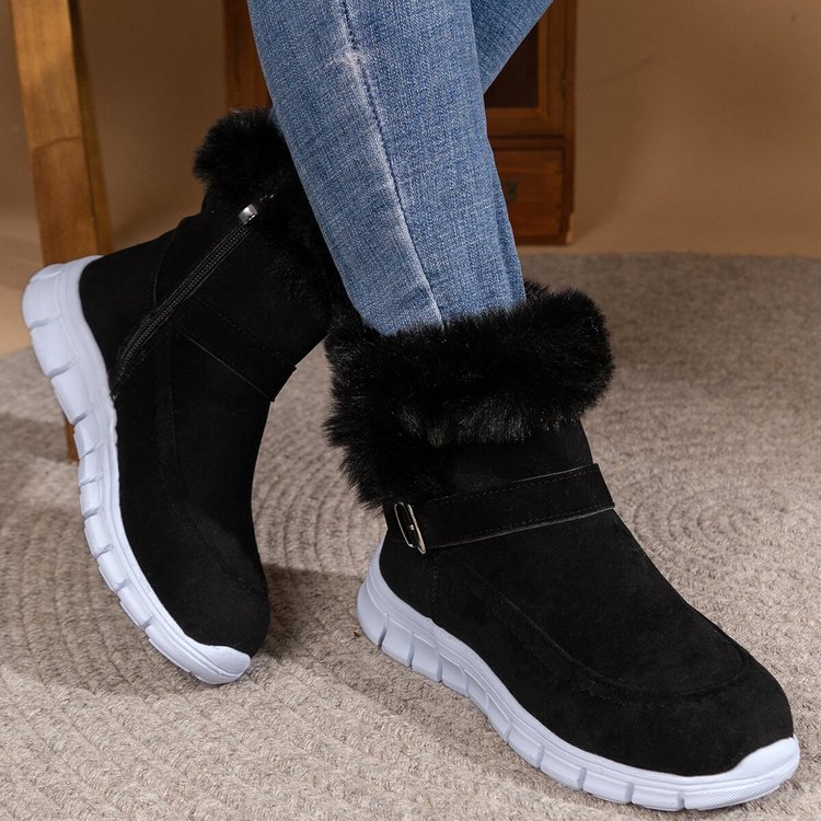 Autumn and Winter New Flat Bottom Warm Outer Wearing Cotton Shoes_voghion.com