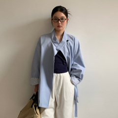 MOXI 十三行女装2025秋季新款韩版中长款半高领小个子风衣外套女