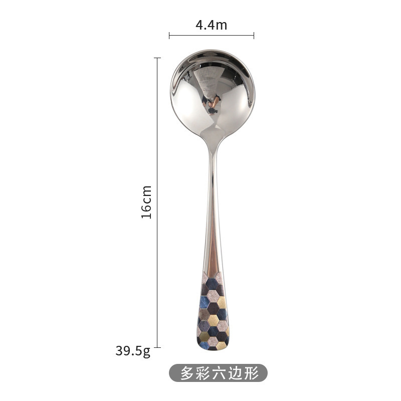 자연스럽고 컬러풀한 육각형 원형 스푼*OPP백