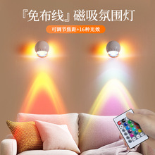 新品磁吸壁灯充电日落投影灯客厅卧室网红直播背景夕阳rgb氛围灯