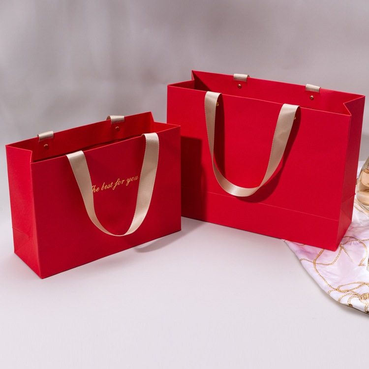 红色礼品袋感礼物袋送礼手提袋婚礼节日伴手礼袋生日包装纸袋