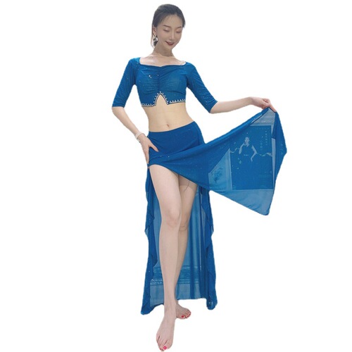 Belly dance 2024 new summer practice clothes sexy hot diamond suit water gauze oriental dance performance costume #905