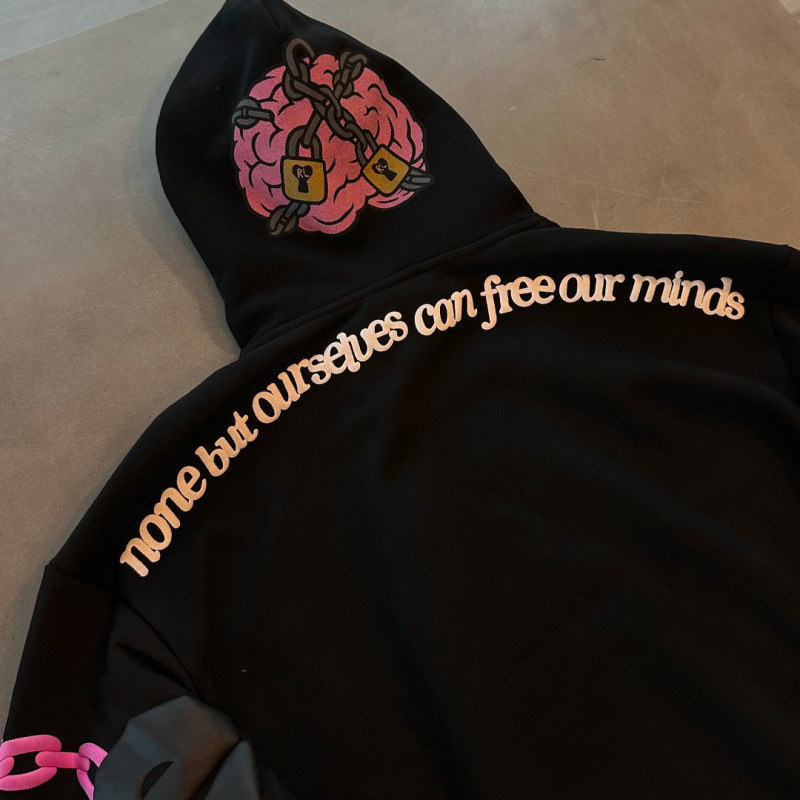 Men's Clothing American New Printed Tops Street Style Clothing Loose Hip Hop High Street Hooded Sweatshirt Tops Jacket_viptrois.com