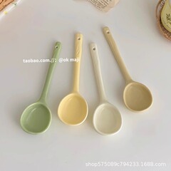 Ok maji韓国ins風手つまみ不規則家庭用スプーンデザートスプーンセラミック食器食事お粥スプーン