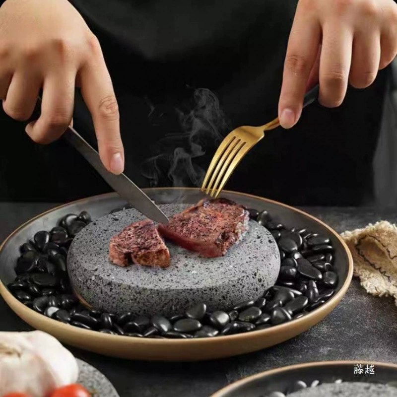 Volcanic stone barbecue slate Korean barbecue west dining barbecue barbecue Japanese -style hotel stone mini round stone plate