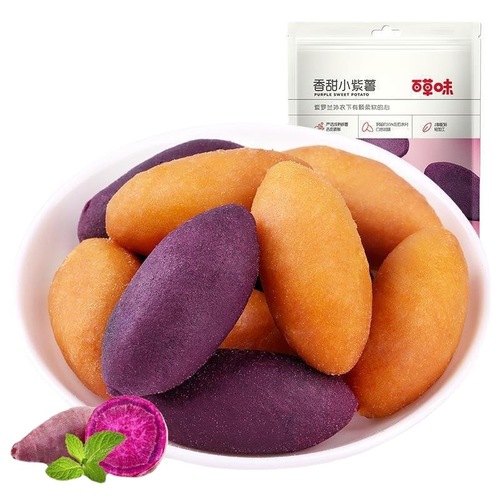 Baicaowei Sweet Potato Snacks 108g, Small Purple Sweet Potato and Sweet Potato Dried, Farmhouse Small Sweet Potato Snacks, 80 Bags per Box