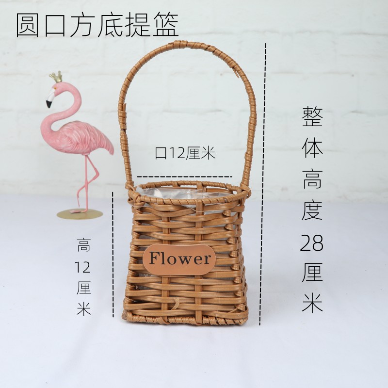 Cestas de flores de caña tejidas a mano canasta de mano pastoral creativa Qixi Festival de caña floral decorativa canasta huevo