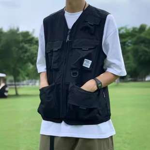 Japanese Functional Tactical Vest Ins Trendy Multi-Pocket Outer Wear Crock Jacket Men's Handsome Waistcoat Sleeveless Top