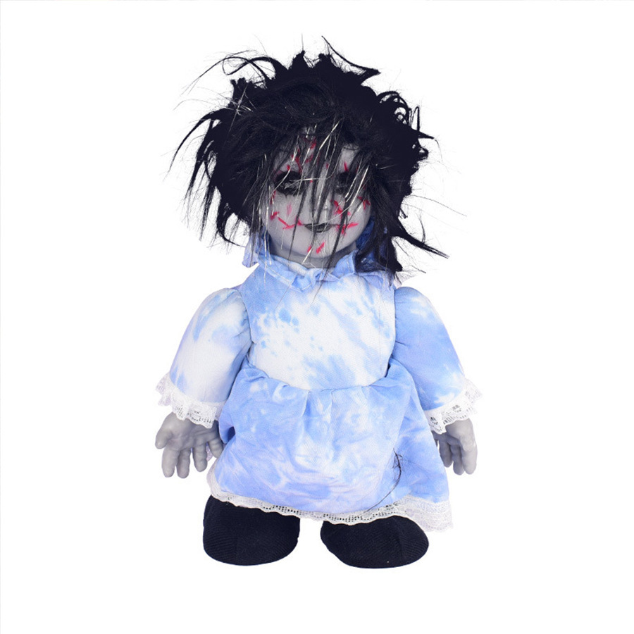 Juguete complicado eléctrico de Halloween Muñeca fantasma caminando accesorios divertidos Bar festivo complicado Casa embrujada Muñeca de terror