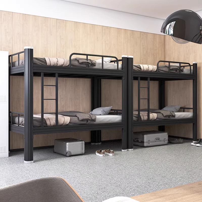 Cama de dos pisos superior e inferior piso de hierro forjado piso de alumno marco de acero cama baja cama de doble personal cama de marco de hierro dormitorio cama de hierro dos pisos