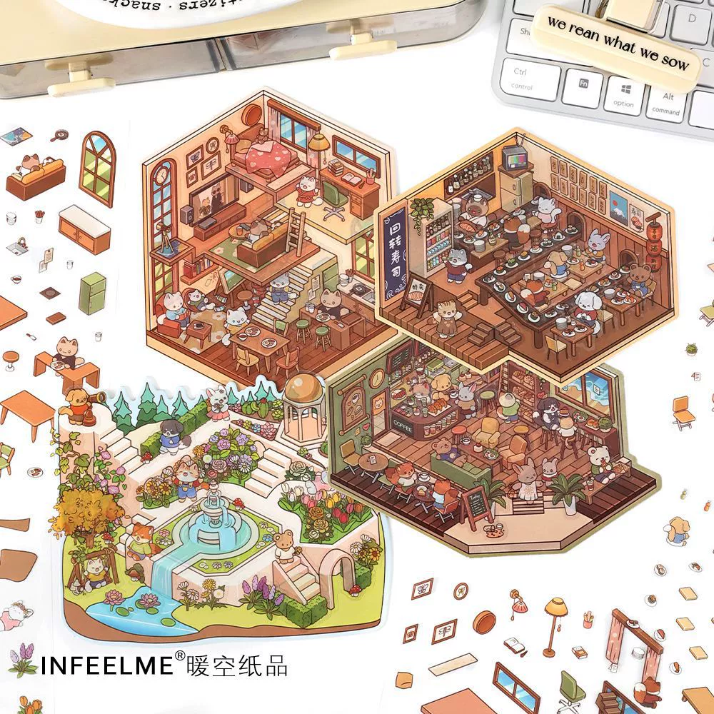 [墨言Infeel.mePET3D立体造景贴纸 今日营业中第二弹 手帐diy贴纸]