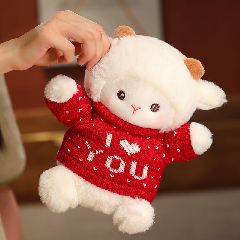 Muñeca de cambio de ropa de oveja de Polk almohada regalo de cumpleaños actividad de seguridad arrojando muñeca de agarración emoción acompañante muñeca de cordero
