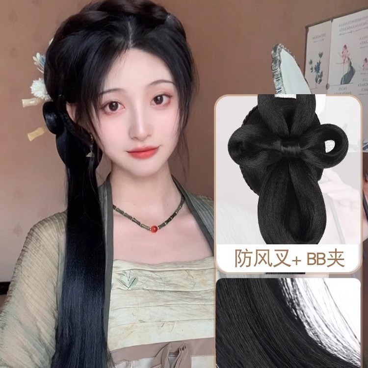 汉服假发一体式古风发髻新中式马尾造型垫发盘发古装旗袍头饰假发|undefined