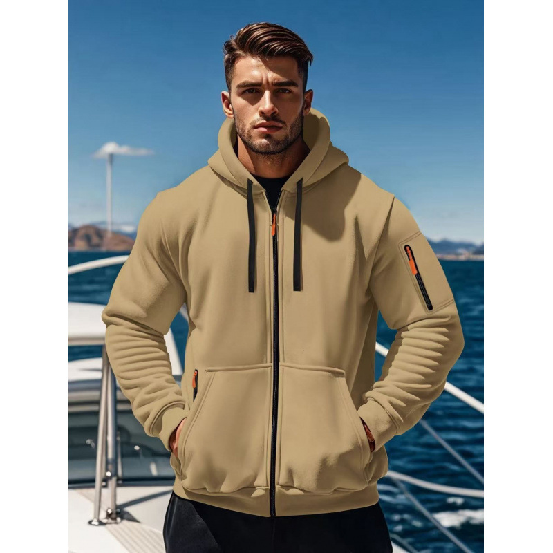 2025跨境TUME爆款男士纯色拉链卫衣运动休闲欧码连帽衫开衫外套批