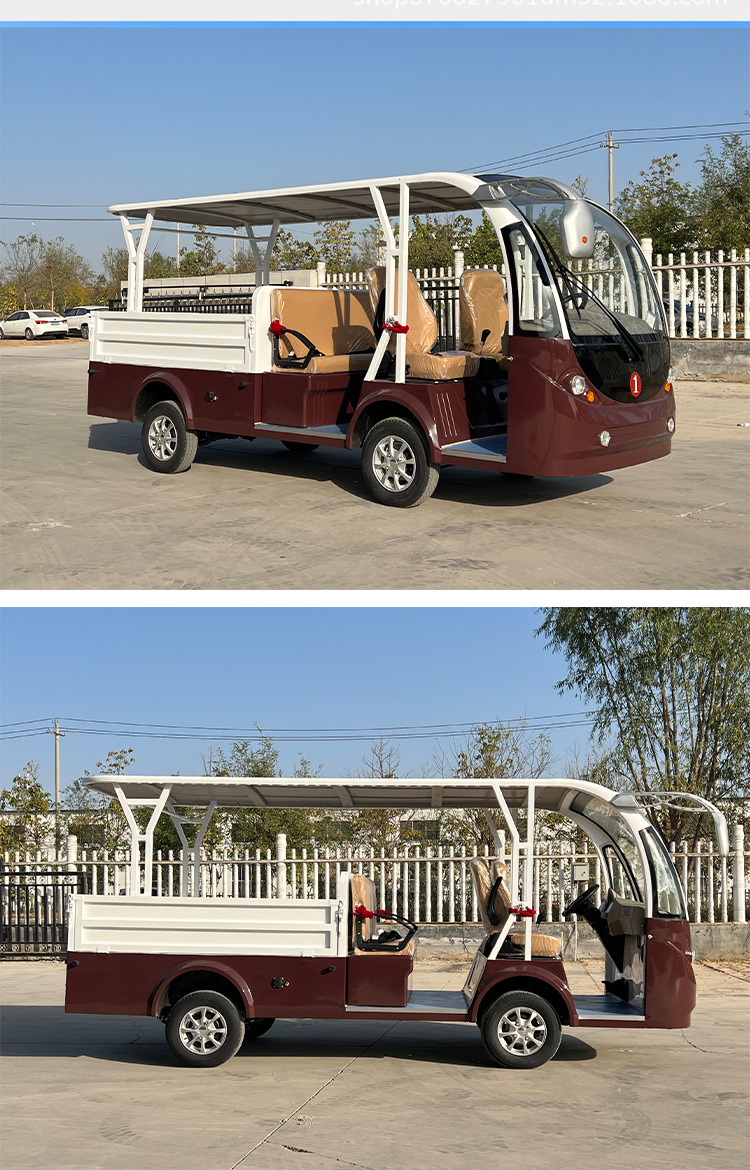 Electric 4-seater sightseeing truck for factory, airport, warehouse, school, community cargo transport and delivery, four-wheel cargo vehicle