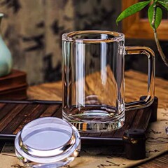 东海原石原矿水晶杯老师傅手工打磨把手杯办公茶杯男士泡茶杯