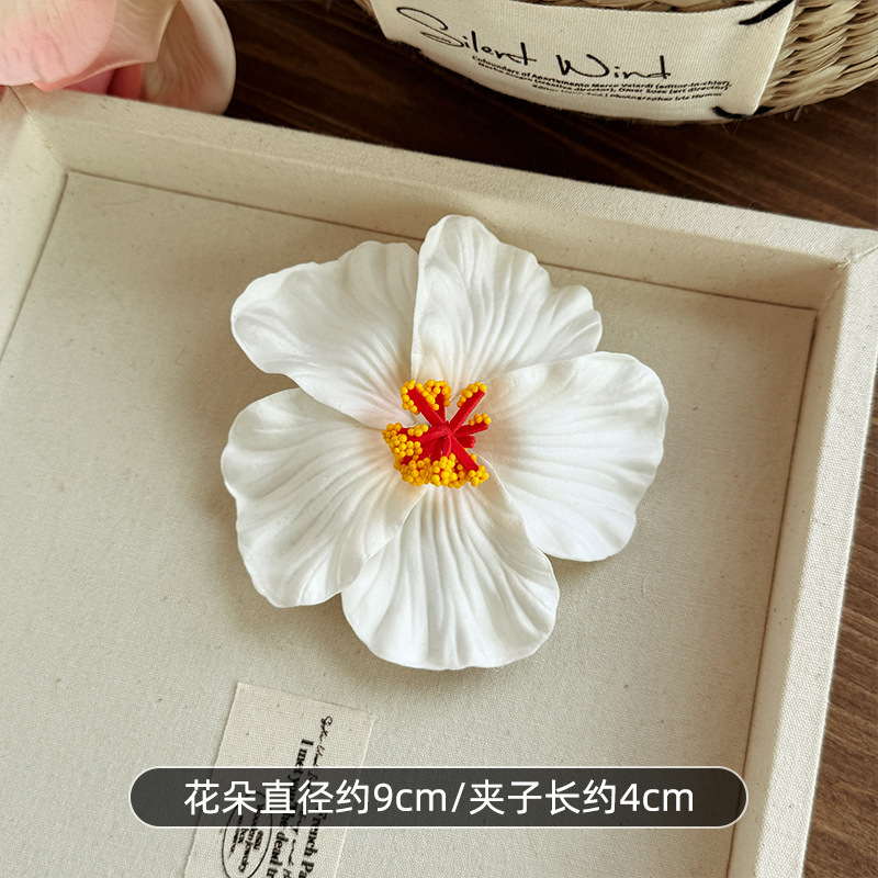 氛围感海边度假风仿真扶桑花发夹女波西米亚鸡蛋花朵发饰侧边头饰|undefined