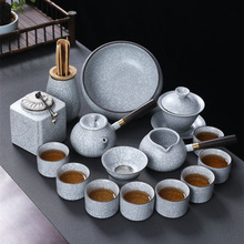 月白汝窑功夫茶具可养开片禅翼纹侧把泡茶壶陶瓷整套茶器中式