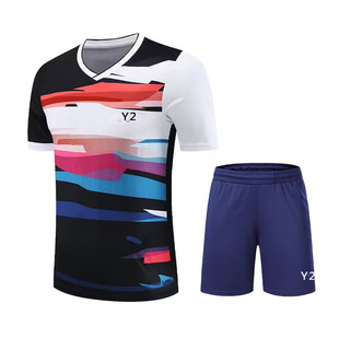 New badminton suit men's and women's competition suit Korean-style quick-drying sweat-absorbent short-sleeved children's student sportswear summer 22078