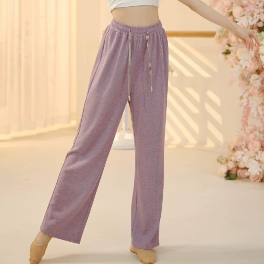 Современные танцевальные длинные широкие штаны, женские зимние теплые танцевальные штаны для взрослых, повседневные танцы, штаны для похудения