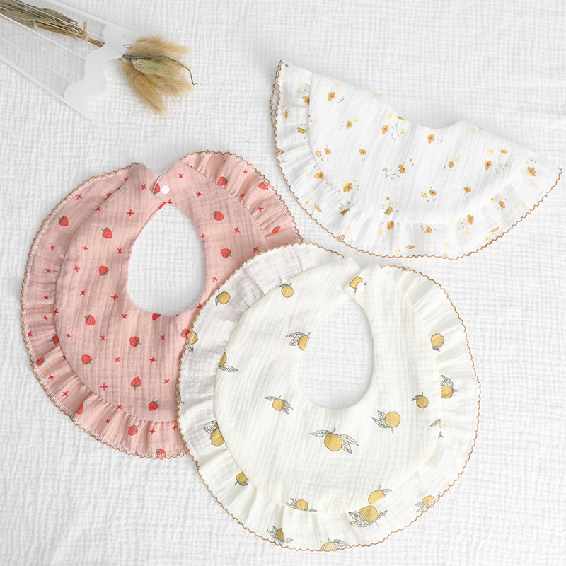 INS algodón estilo coreano babero de encaje de 360 grados clase un babero de gasa de algodón suministros para bebés recién nacidos