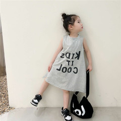 Baby summer dress with letter print, trendy and personalized children's fashion, Korean style princess tank top dress