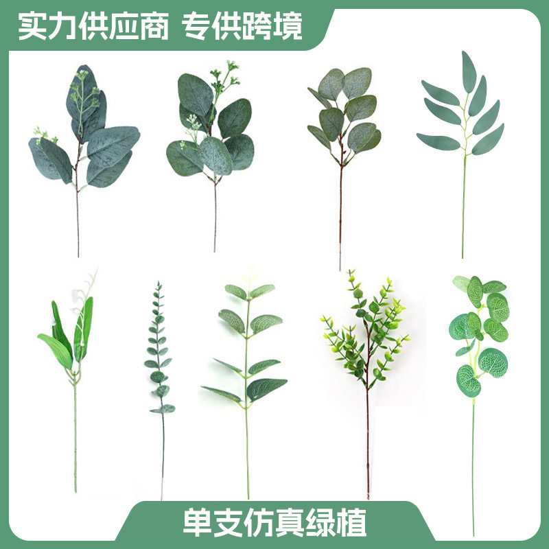 Cross-Border Single Artificial Eucalyptus Leaves, Money Leaves, Artificial Flowers, Home Single Flower Arrangement, Eucalyptus Leaves, Artificial Green Plants