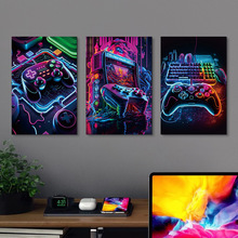 赛博朋克风酒吧背景墙面挂画抽象复古字母卧室电竞房喷绘画壁画