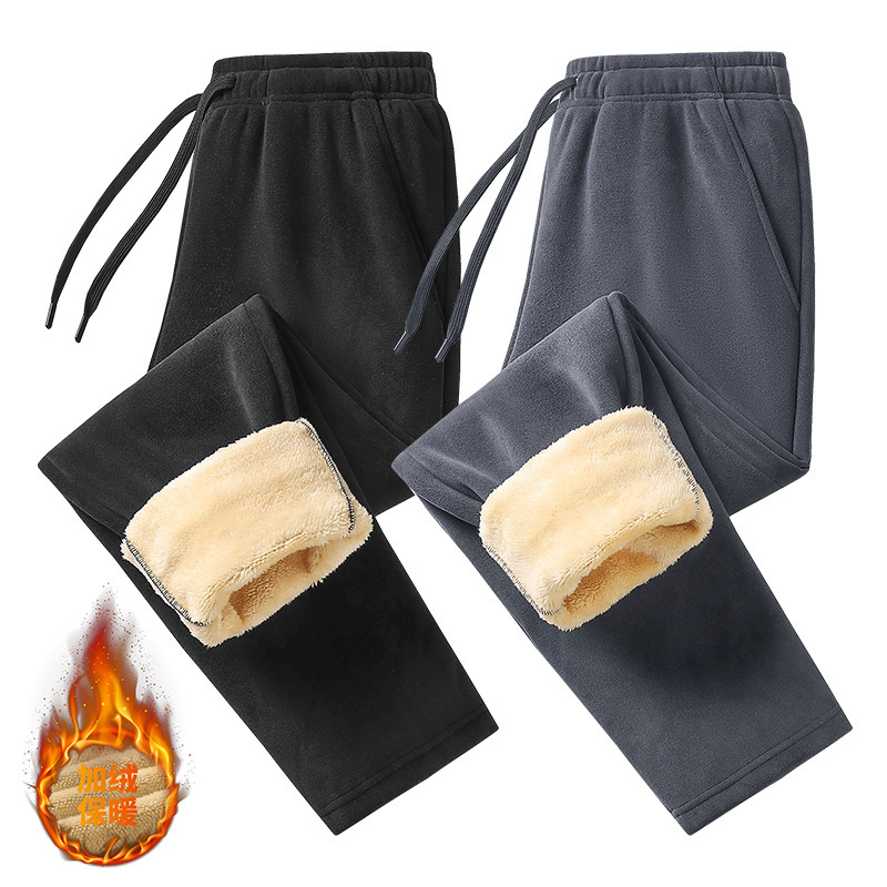 S-5XL cross-border autumn and winter fleece-lined, thickened sherpa pants, unisex fleece sweatpants, heavyweight casual cotton pants