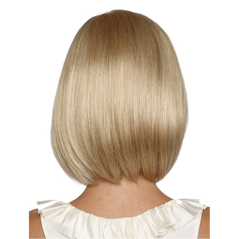 European and American Bobo Wigs for Women, Short Straight Hair, Golden Hairpieces, Aliexpress Amazon Fashion European and American African Synthetic Fiber Wigs