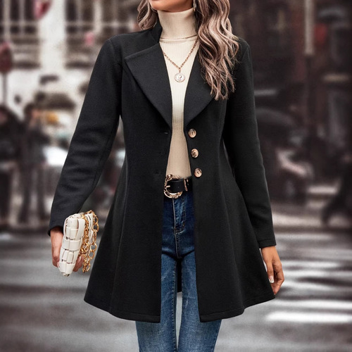 European and American 2024 New Amazon Cross-Border Women's Autumn/Winter Collar Slim Fleece Solid Color Fashion Style Outerwear