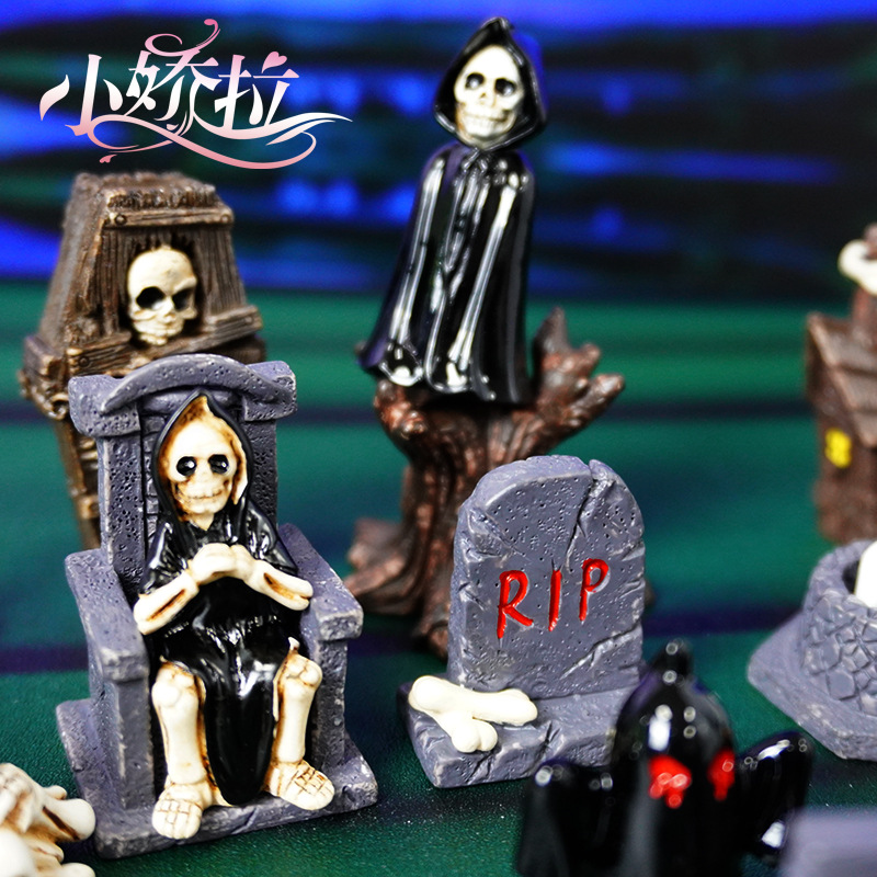 Estilo explosivo decoración transfronteriza Halloween esqueleto fantasma Pascua calabaza hueso momia decoración micro paisaje bricolaje