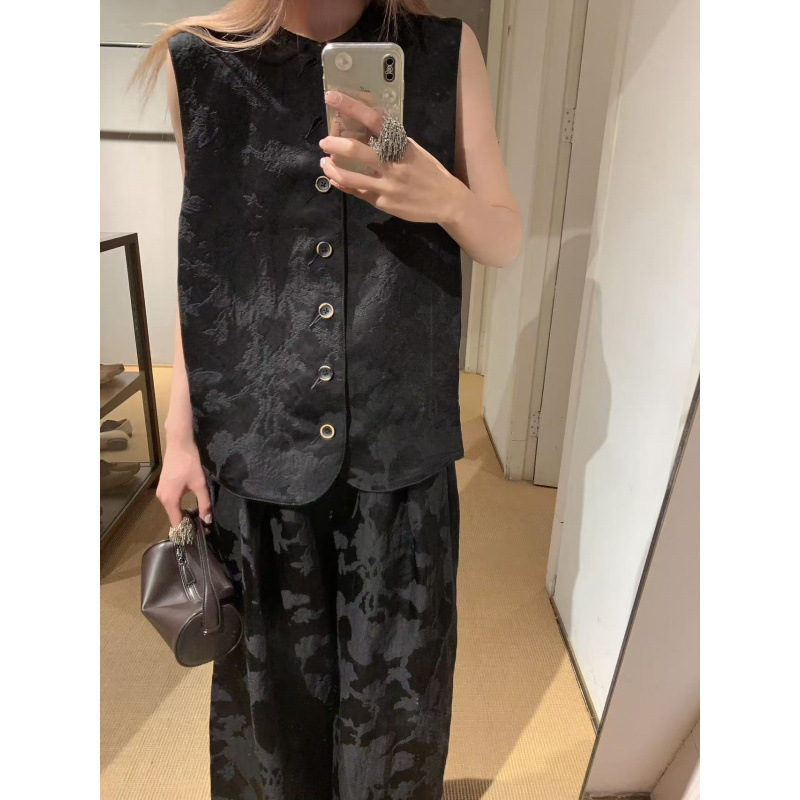 High-End Jacquard Wide-Cut Sleeveless Vest/Long Wide-Leg Cropped Pants for Women 2025 New Collection High-End Jacquard Wide-Cut Sleeveless Vest/Long Wide-Leg Cropped Pants for Women 2025 New Collection