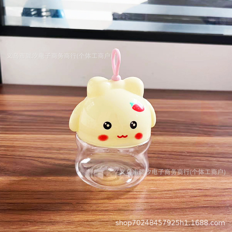 PET de grado alimenticio lindo escalada conejo botella de plástico transparente directo de fábrica de color caramelo de barro soluble de frijol Goldfish puede banda de goma