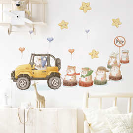 卡通汽车儿童房装饰贴画星星气球墙面可爱跨境热销墙贴 34116