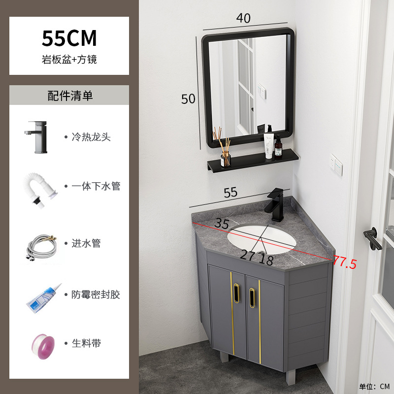 gabinete de baño de aluminio espacial tipo piso combinado tipo pequeño baño lavabo de triángulo lavabo esquina lavabo