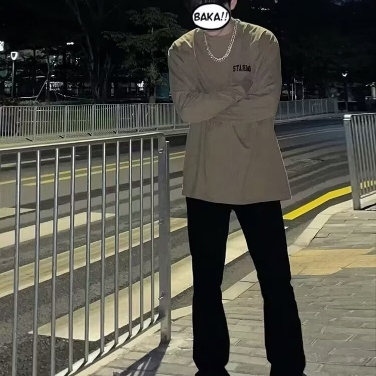 Moda americana calle todo fósforo guapos jeans hombres sueltos rectos casuales hollín pantalones ins tendencia mezclilla