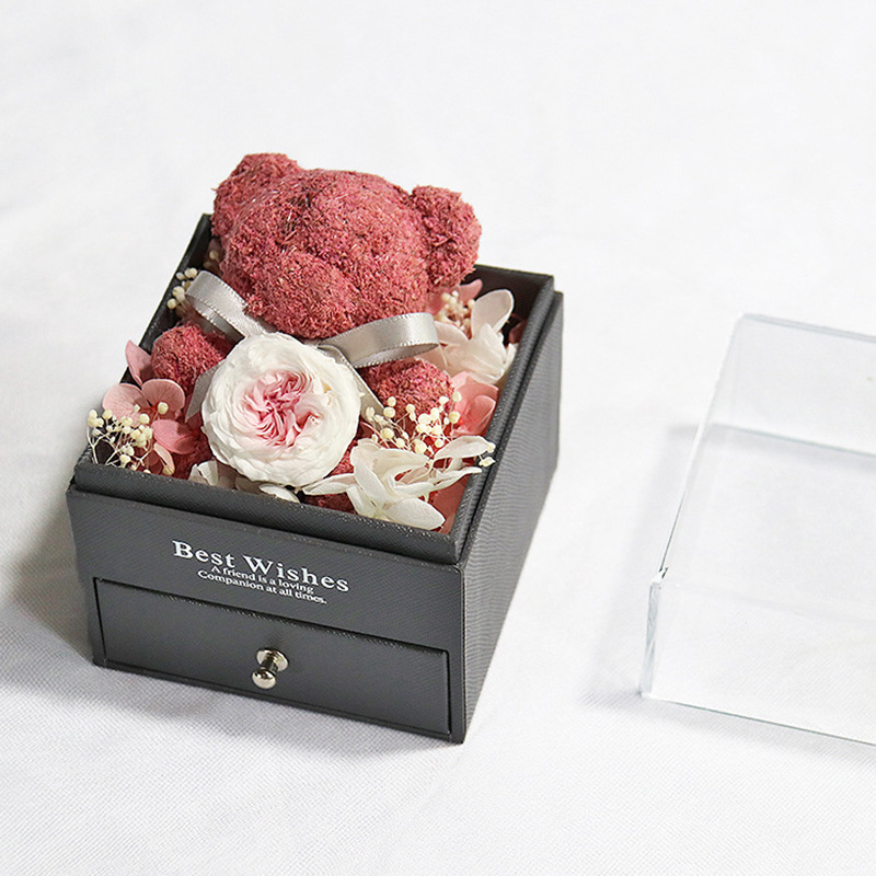 Caja de regalo de joyería con luz, rosa de flor real eterna, para el Día de San Valentín y el Día de la Madre, venta al por mayor transfronteriza de Amazon.