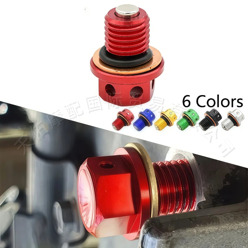 Off-road motorcycle M12x1.5mm pitch 1.5MM magnetic engine oil drain screw with strong magnetic slag suction screw