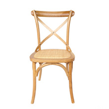 美式实木休闲餐椅家用简约叉背椅复古北欧靠背藤椅
