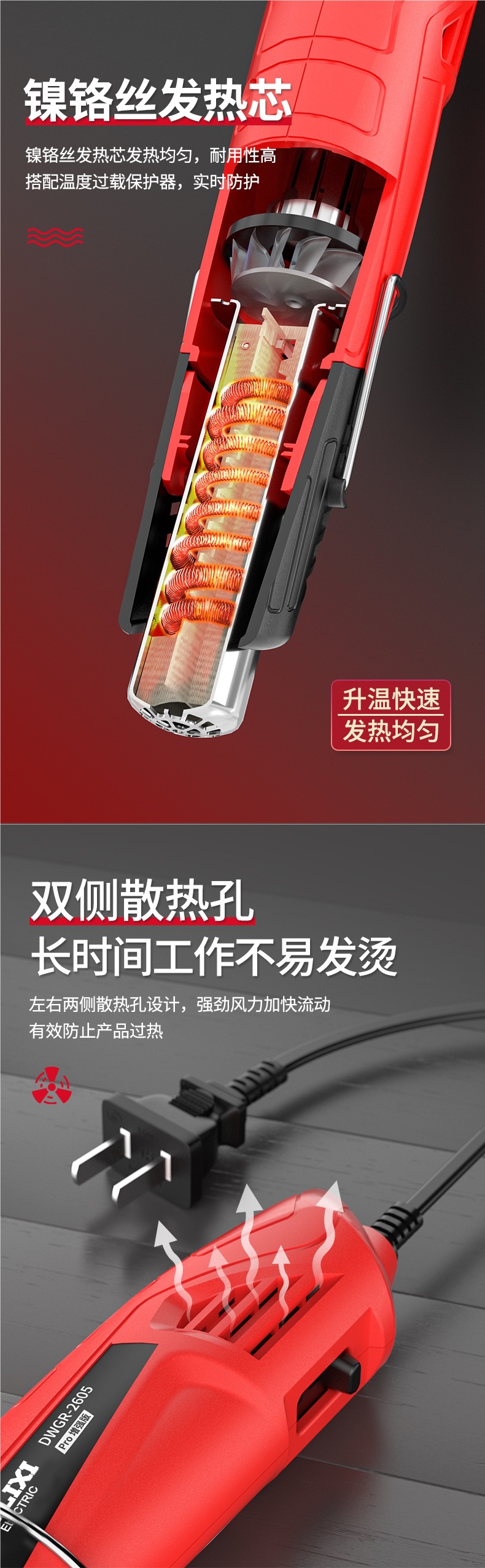Delixi Hot Air Gun Small Heat Gun Heat Shrink Film Portable Heat Gun for Phone Repair