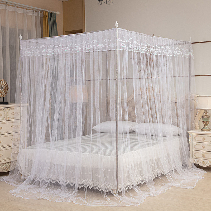 New Three-Door Floor-Standing Mosquito Net for Home Bedroom 1.8m Double 1.7m Bracket Old-Fashioned Dormitory Princess Style