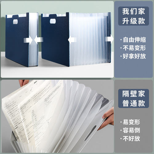 Organ bag portable vertical test paper storage and organization folder student a4 multi-layer file bag wholesale
