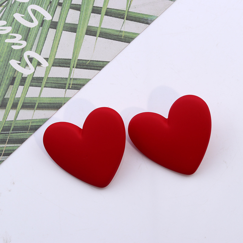 Sweet Heart Shape Arylic Stoving Varnish Womenu0027S Earrings 1 Pair