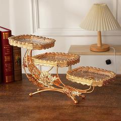 新款歐式三層水果盤創意輕奢KTV家用糕點乾果果盤酒店大廳擺件