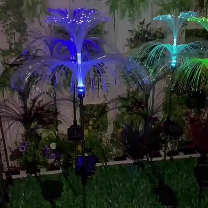 Solar al aire libre medusa lámpara impermeable colorido fibra óptica lámpara de caña lámpara patio balcón jardín suelo césped