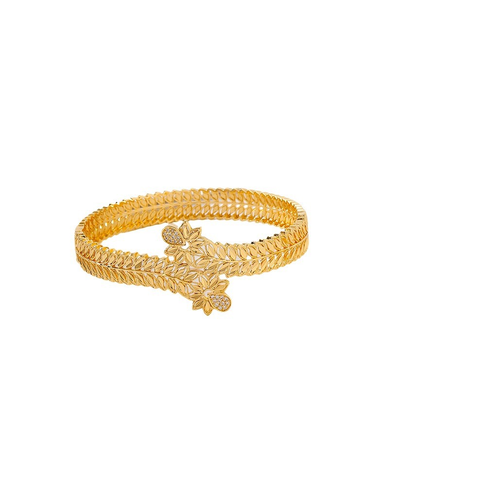 Selección transfronteriza conjunto de joyería de moda femenina diseño floral popular pulsera de piedra de bronce anillo vivo dos piezas conjunto