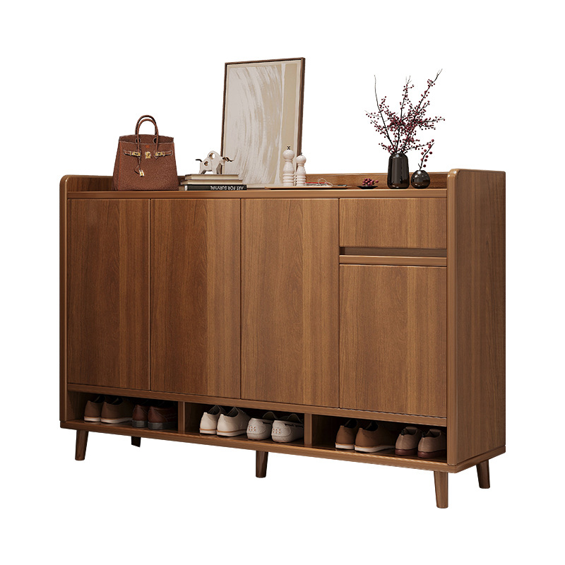 Mueble zapatero de madera maciza, nuevo modelo 2024, armario de almacenamiento para la entrada del hogar, estante de almacenamiento interior integrado para montar en la pared. image 7