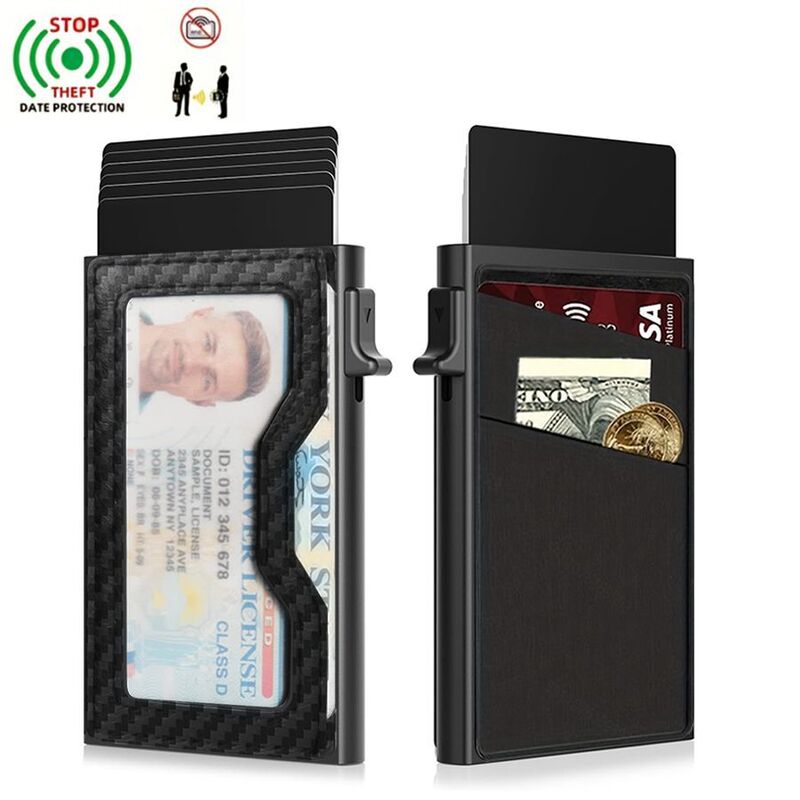 Ultra-Thin Aluminum Alloy Clip Clamp Metal Wallet Slim Front Pocket Purse with Id Window Pop-Up Men Credit Card Case